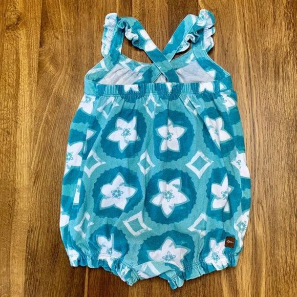 TEA COLLECTION Girls Romper 12-18 Toddler Girl Cross Back Bubble Playsuit Green - Picture 2 of 6